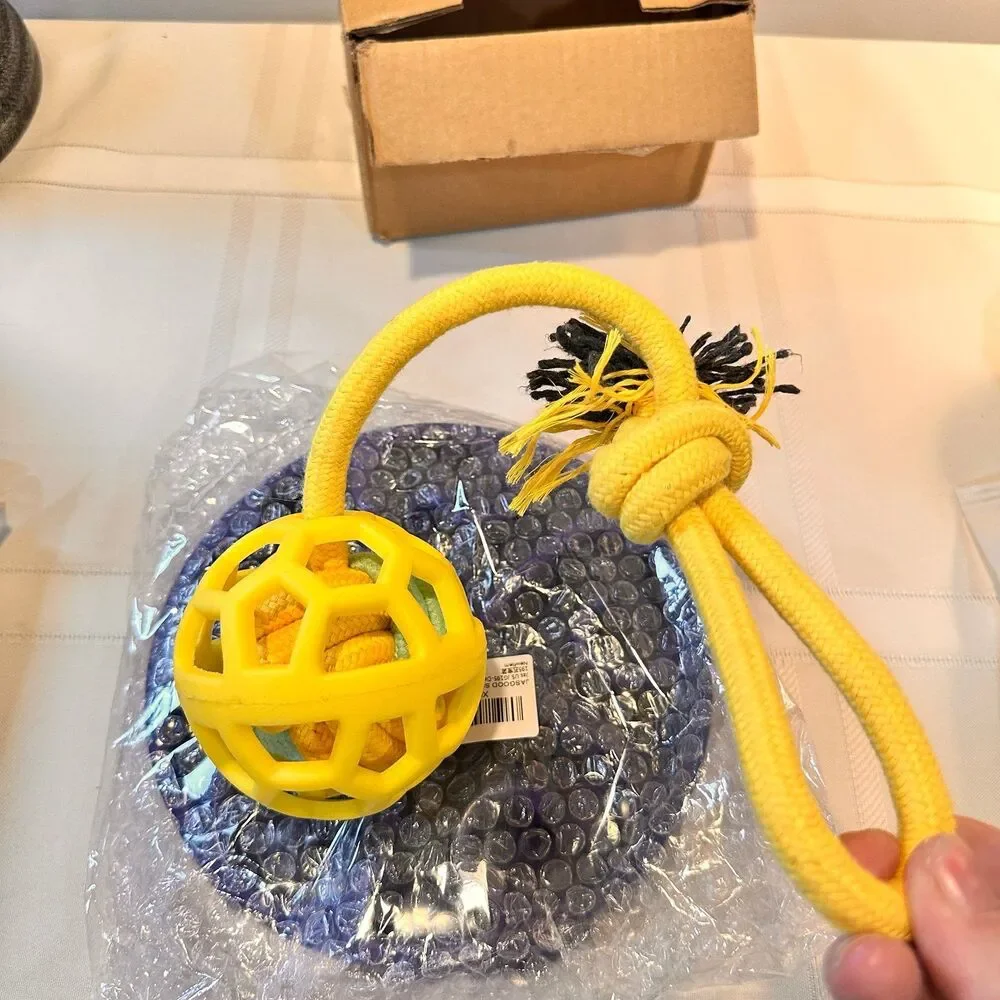 Dog Slow feeding Bowl and Rope Ball Toy NEW